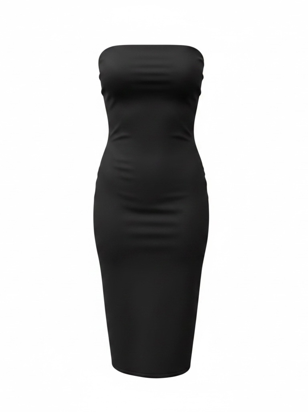 Boohoo US 16 black‎ strapless body-con stretchy midi dress